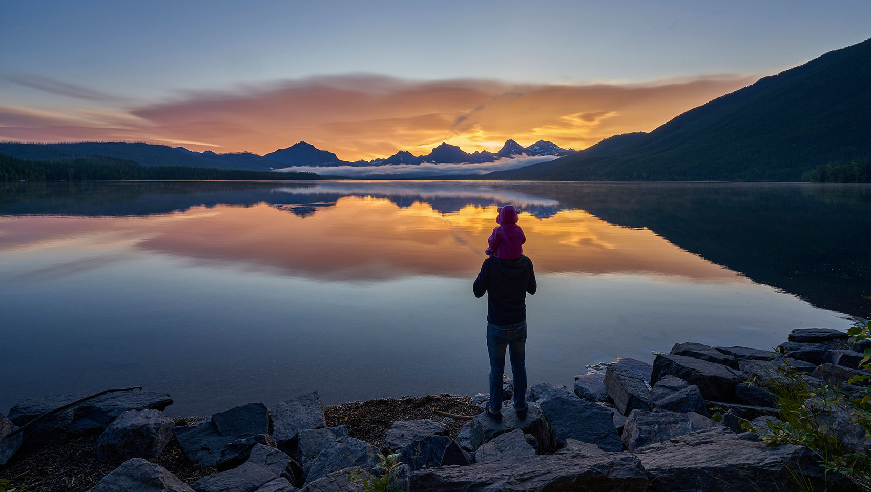 Father + Child + Lake