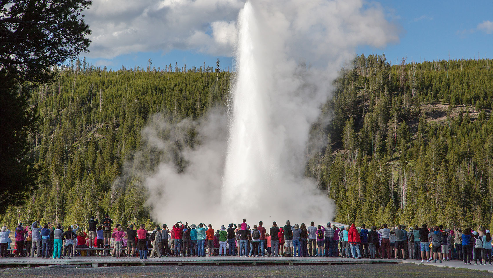 crowd at old faithful