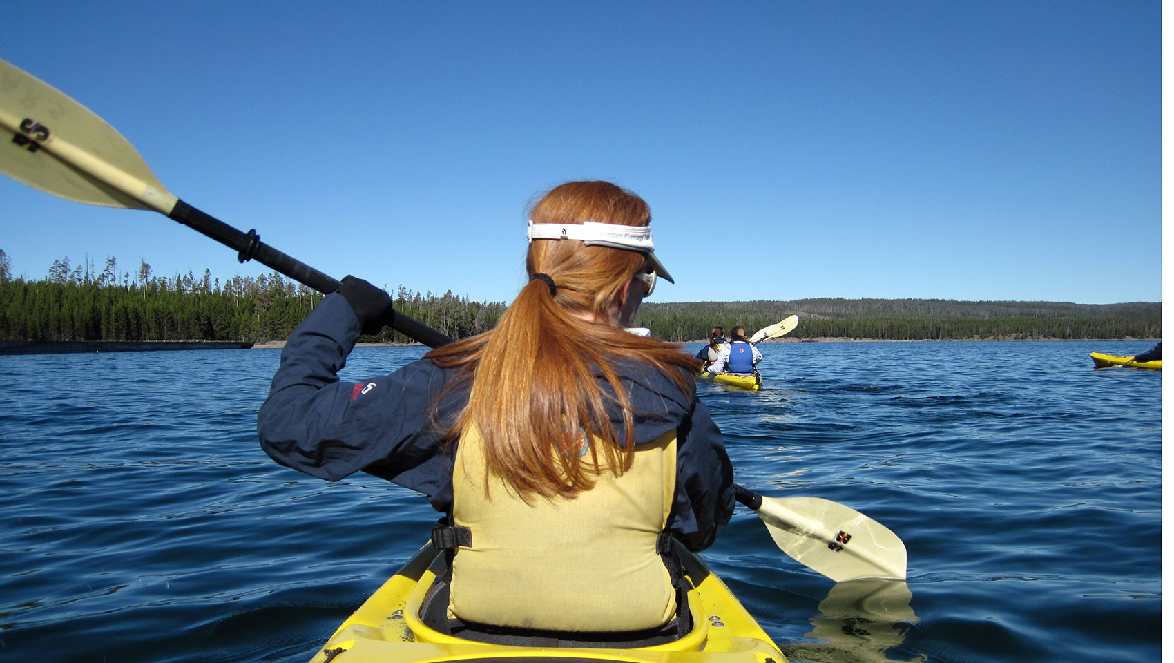 people kayaking