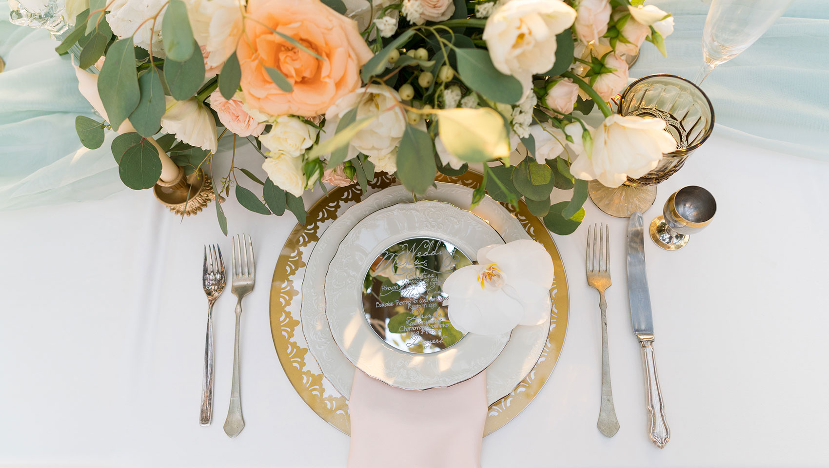 table setting with flowers