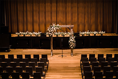 Ceremony set-up in Armory Music Hall