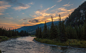 mountains and river